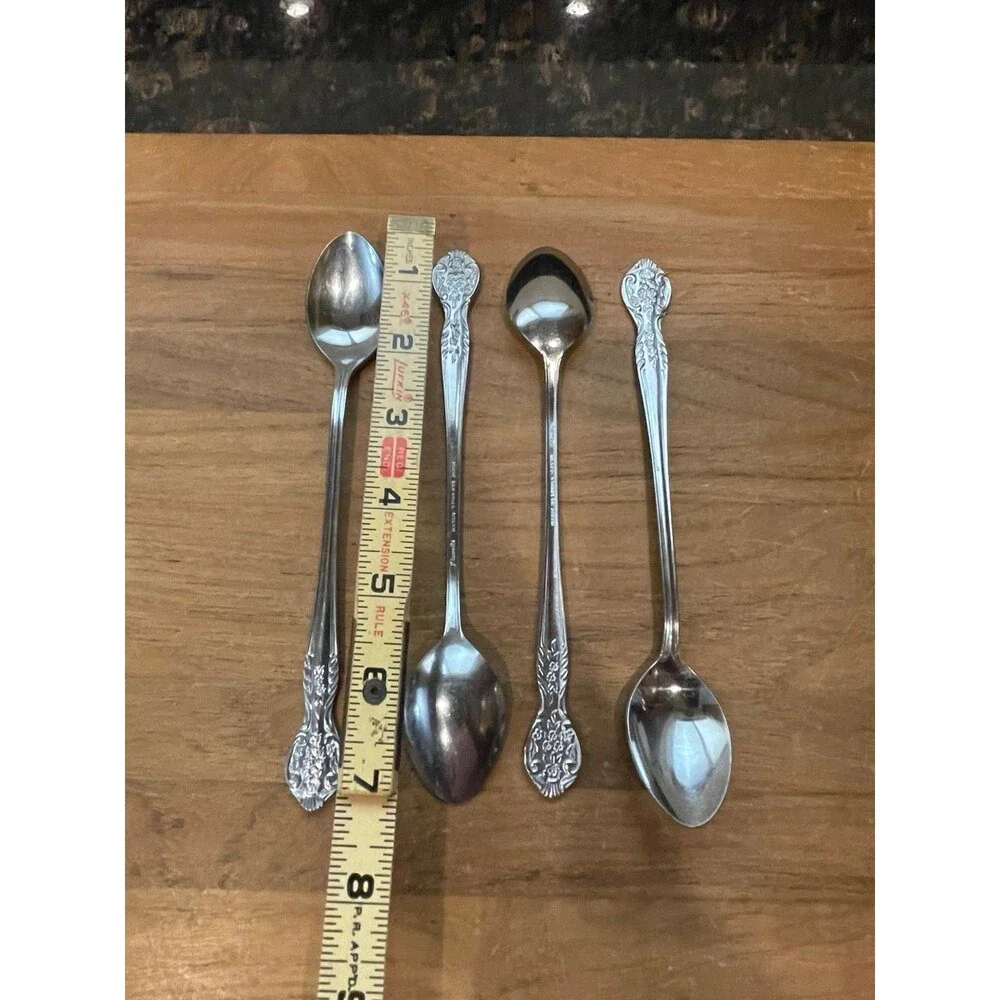 Pamela Pattern 4 long ice tea spoons By Nasco
